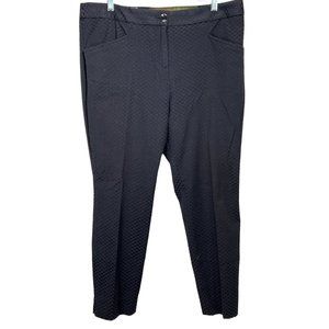 Ted Baker London Pants US 10 Black Green Daseat Waffle Cropped Notched Stretch